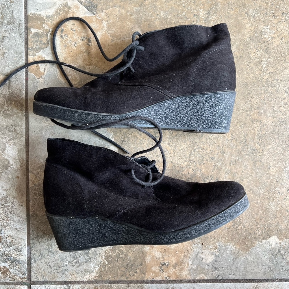 Black wedge ankle boots size 10